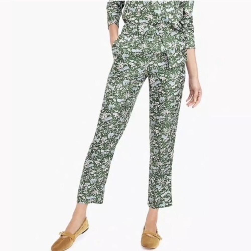 J. Crew collection 100% silk pull on printed pants
